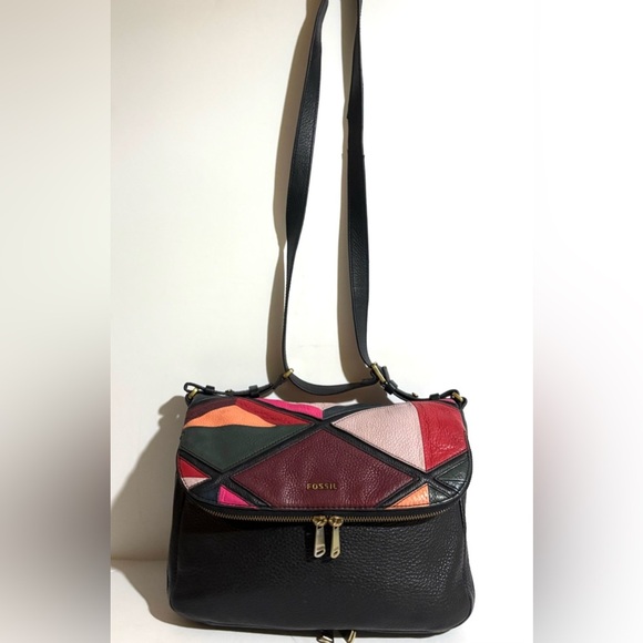 Fossil Black and Red shoulder Bags with Gold Accents - Picture 1 of 11